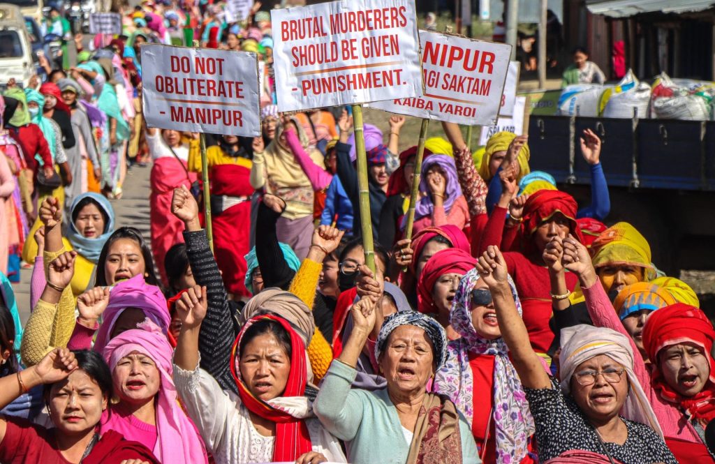 Women Protest in Manipur Demanding Justice for Ethnic Violence Victims and AFSPA Abrogation.AFP Photo