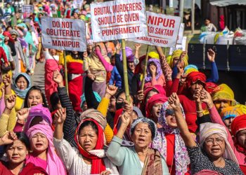 Women Protest in Manipur Demanding Justice for Ethnic Violence Victims and AFSPA Abrogation.AFP Photo