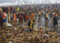 The National Green Tribunal has raised concerns over high faecal coliform bacteria levels in river water in Prayagraj as millions take a dip during the Maha Kumbh's Sangam. (Image: PTI)