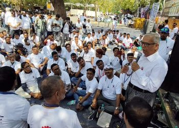 Bharti Shramjeevi Patrakar Sangh (BSPS) protest at Jantar Mantar