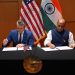 Defence Minister Rajnath Singh and U.S. Secretary of War Pete Hegseth signing a new 10-year defence framework agreement in Malaysia. | Photo Credit: The Hindu