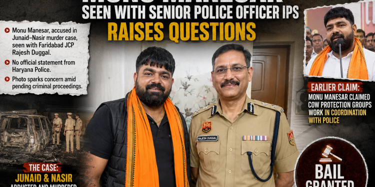 Junaid-Nasir Murder Accused Monu Manesar Shares Photo with President’s Police Medal-Winning IPS Officer Rajesh Duggal