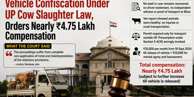 Allahabad HC Orders ₹4.75 Lakh Compensation, Quashes Illegal Vehicle Seizure Under UP Cow Slaughter Law